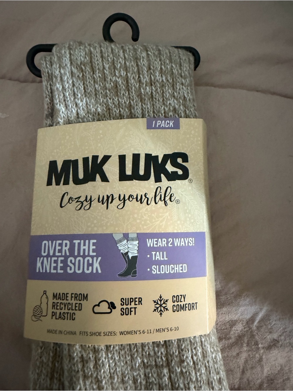 Muk Luks Beige Knit Over-the-Knee Socks